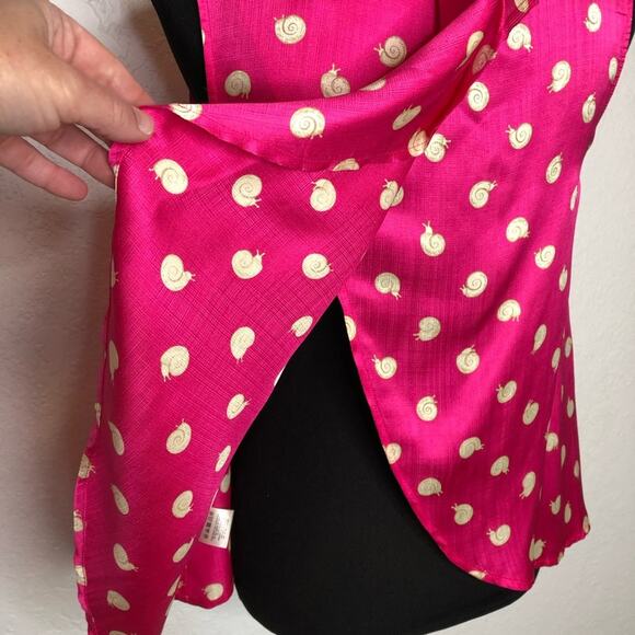 Anthropologie Postmark pink snail print split back silk top size 4 - Picture 8 of 13